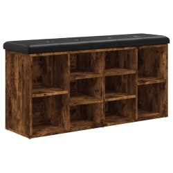 vidaXL Banco zapatero madera de ingeniería roble ahumado 102x32x50 cm