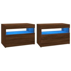 vidaXL Muebles de TV con luces LED 2 uds marrón roble 60x35x40 cm