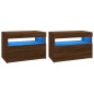vidaXL Muebles de TV con luces LED 2 uds marrón roble 60x35x40 cm