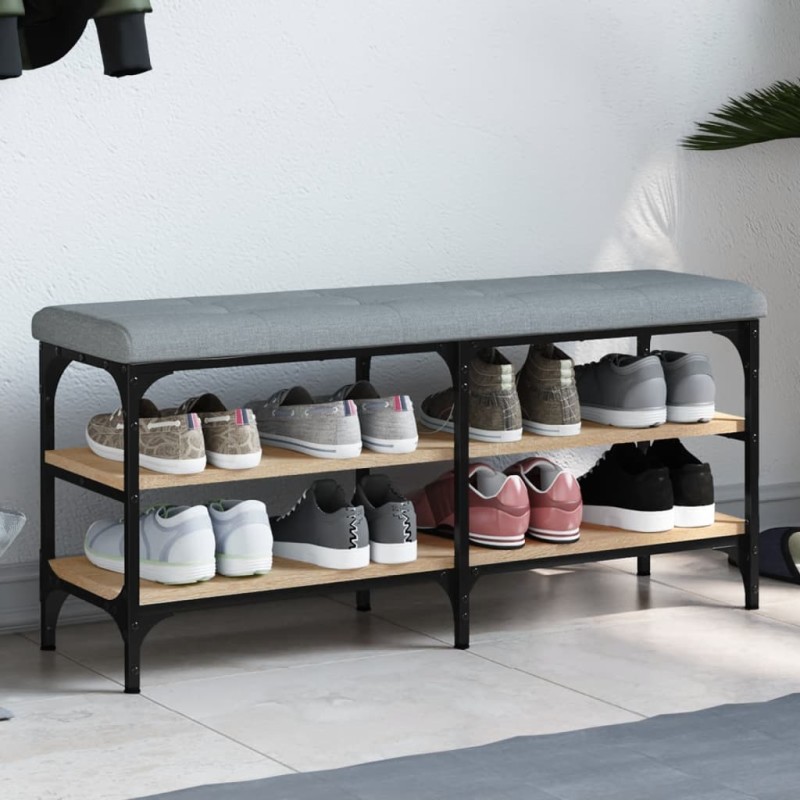 vidaXL Banco zapatero madera de ingeniería roble Sonoma 102x32x47 cm vidaXL Banco zapatero madera de ingeniería roble Sonoma 102x32x47 cm