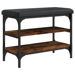 vidaXL Banco zapatero madera de ingeniería roble ahumado 62x32x47 cm