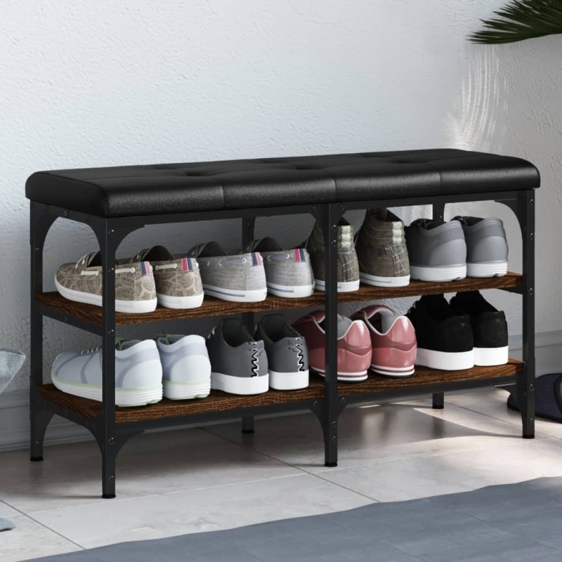 vidaXL Banco zapatero madera de ingeniería marrón roble 82x32x47 cm vidaXL Banco zapatero madera de ingeniería marrón roble 82x32x47 cm