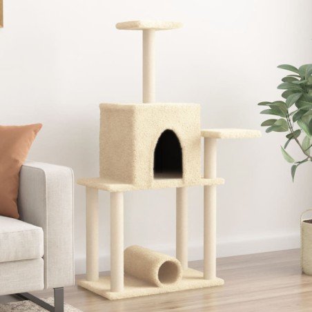 vidaXL Rascador para gatos con postes de sisal color crema 122 cm