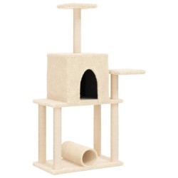 vidaXL Rascador para gatos con postes de sisal color crema 122 cm