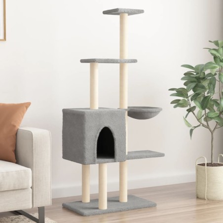 vidaXL Rascador para gatos con postes de sisal gris claro 145 cm