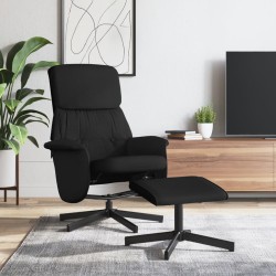 vidaXL Sillón reclinable con reposapiés tela negro