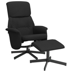 vidaXL Sillón reclinable con reposapiés tela negro