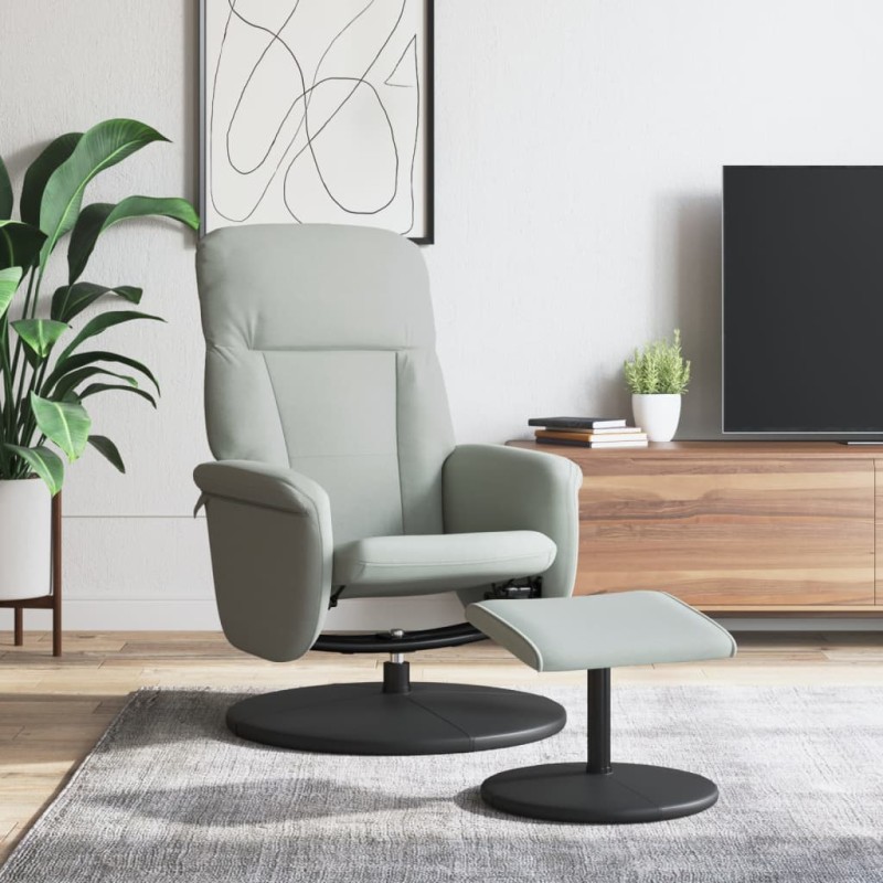 vidaXL Sillón reclinable con reposapiés terciopelo gris claro vidaXL Sillón reclinable con reposapiés terciopelo gris claro