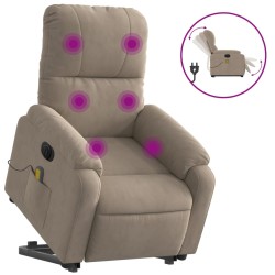 vidaXL Sillón masaje eléctrico reclinable elevable tela gris taupe