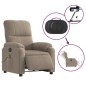 vidaXL Sillón masaje eléctrico reclinable elevable tela gris taupe vidaXL Sillón masaje eléctrico reclinable elevable tela gris taupe