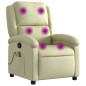 vidaXL Sillón reclinable de masaje cuero auténtico crema vidaXL Sillón reclinable de masaje cuero auténtico crema