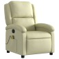 vidaXL Sillón reclinable de masaje cuero auténtico crema vidaXL Sillón reclinable de masaje cuero auténtico crema