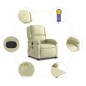 vidaXL Sillón reclinable de masaje cuero auténtico crema vidaXL Sillón reclinable de masaje cuero auténtico crema