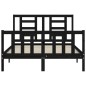 vidaXL Estructura cama de matrimonio con cabecero madera maciza negra vidaXL Estructura cama de matrimonio con cabecero madera maciza negra