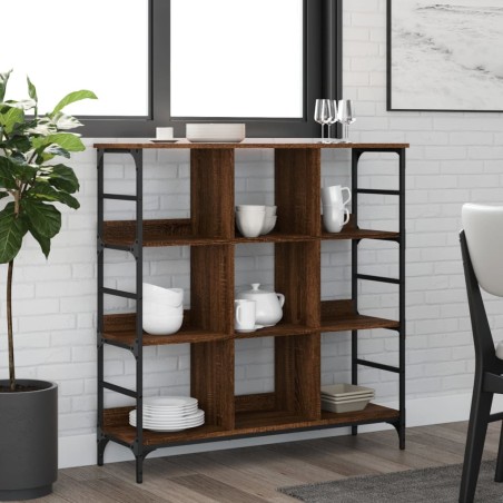 vidaXL Aparador de madera de ingeniería marrón roble 102x32x103,5 cm