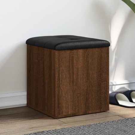 vidaXL Banco con almacenaje madera ingeniería roble marrón 42x42x45 cm
