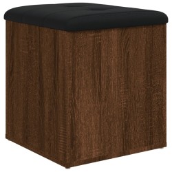 vidaXL Banco con almacenaje madera ingeniería roble marrón 42x42x45 cm
