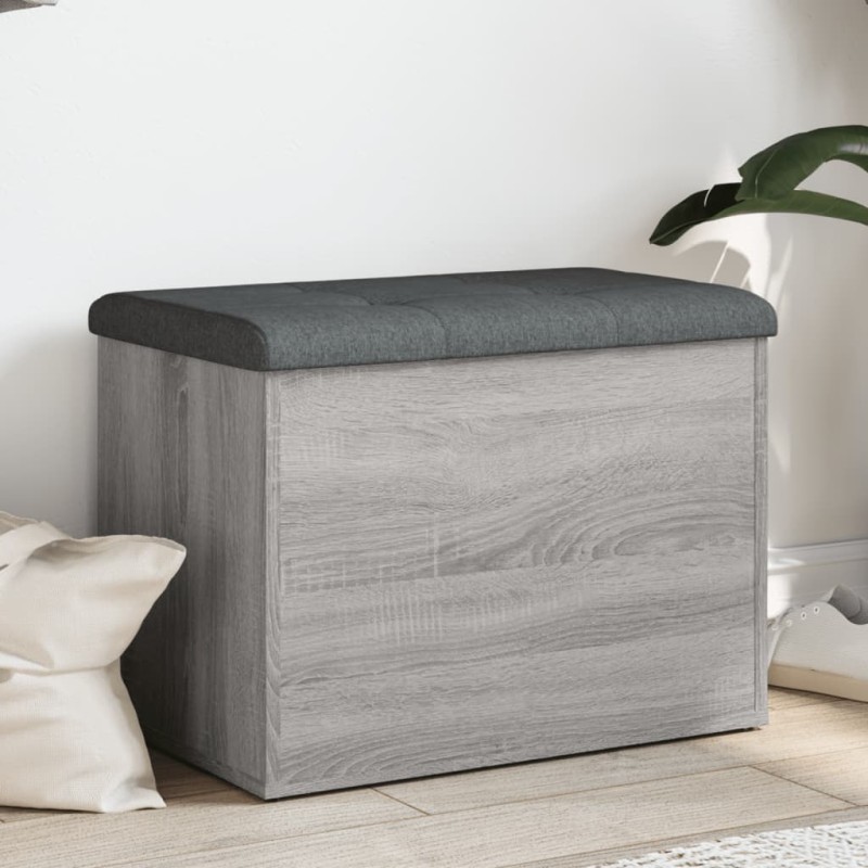 vidaXL Banco con almacenaje madera ingeniería gris Sonoma 62x42x45 cm