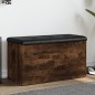 vidaXL Banco con almacenaje madera ingeniería roble ahumado 82x42x45cm vidaXL Banco con almacenaje madera ingeniería roble ahumado 82x42x45cm