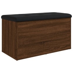 vidaXL Banco con almacenaje madera ingeniería roble ahumado 82x42x45cm