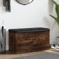vidaXL Banco con almacenaje madera ingeniería roble ahumado 82x42x45cm vidaXL Banco con almacenaje madera ingeniería roble ahumado 82x42x45cm