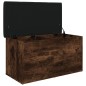 vidaXL Banco con almacenaje madera ingeniería roble ahumado 82x42x45cm vidaXL Banco con almacenaje madera ingeniería roble ahumado 82x42x45cm