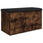 vidaXL Banco con almacenaje madera ingeniería roble ahumado 82x42x45cm vidaXL Banco con almacenaje madera ingeniería roble ahumado 82x42x45cm