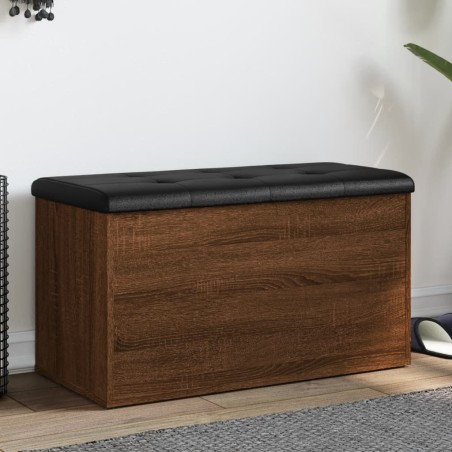 vidaXL Banco con almacenaje madera ingeniería roble marrón 82x42x45 cm