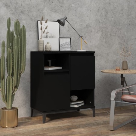vidaXL Aparador de madera contrachapada negro 60x35x70 cm