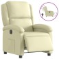 vidaXL Sillón reclinable eléctrico de cuero auténtico blanco crema vidaXL Sillón reclinable eléctrico de cuero auténtico blanco crema