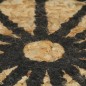 vidaXL Alfombra de yute tejida a mano con estampado negro 120 cm