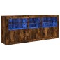 vidaXL Aparador con luces LED roble ahumado 162x37x67 cm vidaXL Aparador con luces LED roble ahumado 162x37x67 cm