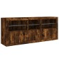 vidaXL Aparador con luces LED roble ahumado 162x37x67 cm vidaXL Aparador con luces LED roble ahumado 162x37x67 cm