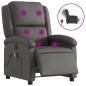 vidaXL Sillón reclinable de masaje eléctrico cuero auténtico gris vidaXL Sillón reclinable de masaje eléctrico cuero auténtico gris