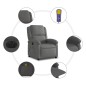 vidaXL Sillón reclinable de masaje eléctrico cuero auténtico gris vidaXL Sillón reclinable de masaje eléctrico cuero auténtico gris