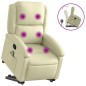 vidaXL Sillón reclinable de masaje elevable cuero auténtico crema vidaXL Sillón reclinable de masaje elevable cuero auténtico crema