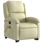 vidaXL Sillón reclinable de masaje elevable cuero auténtico crema vidaXL Sillón reclinable de masaje elevable cuero auténtico crema