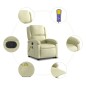 vidaXL Sillón reclinable de masaje elevable cuero auténtico crema vidaXL Sillón reclinable de masaje elevable cuero auténtico crema