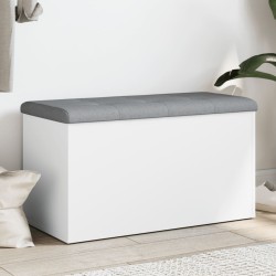 vidaXL Banco con almacenaje madera de ingeniería blanco 82x42x45 cm