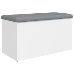 vidaXL Banco con almacenaje madera de ingeniería blanco 82x42x45 cm