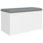 vidaXL Banco con almacenaje madera de ingeniería blanco 82x42x45 cm vidaXL Banco con almacenaje madera de ingeniería blanco 82x42x45 cm