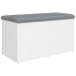 vidaXL Banco con almacenaje madera de ingeniería blanco 82x42x45 cm vidaXL Banco con almacenaje madera de ingeniería blanco 82x42x45 cm