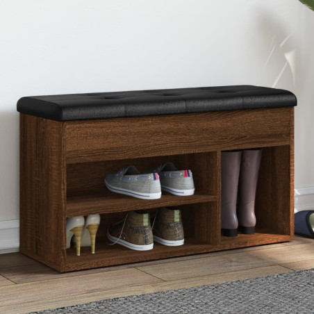 vidaXL Banco zapatero madera de ingeniería marrón roble 82x32x45,5 cm