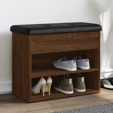 vidaXL Banco zapatero madera de ingeniería marrón roble 62x32x50 cm