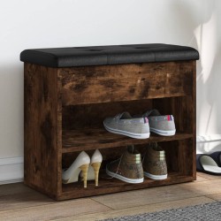 vidaXL Banco zapatero madera de ingeniería roble ahumado 62x32x50 cm