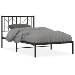 vidaXL Estructura de cama con cabecero metal negro 100x190 cm