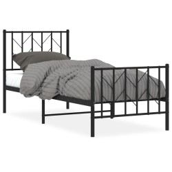 vidaXL Estructura de cama con cabecero y estribo metal negro 80x200 cm