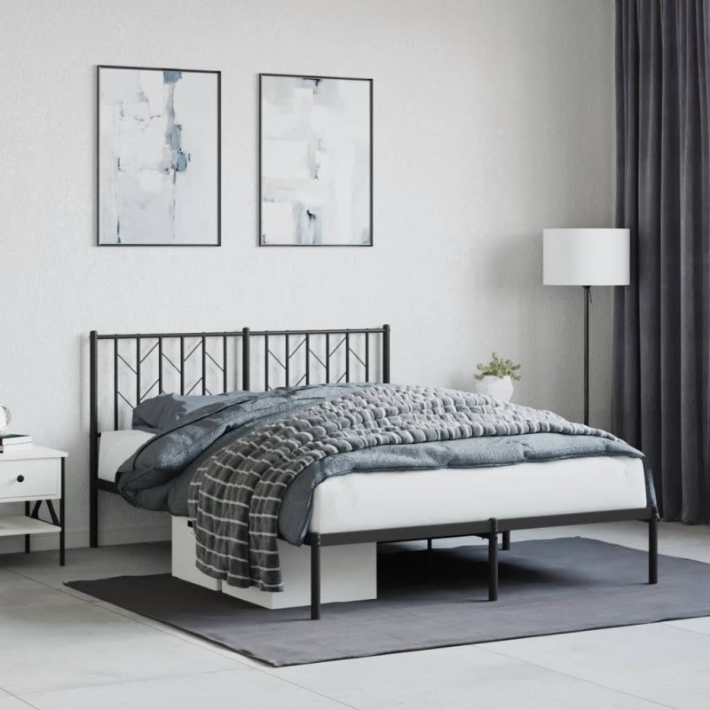 vidaXL Estructura de cama con cabecero metal negro 140x200 cm vidaXL Estructura de cama con cabecero metal negro 140x200 cm