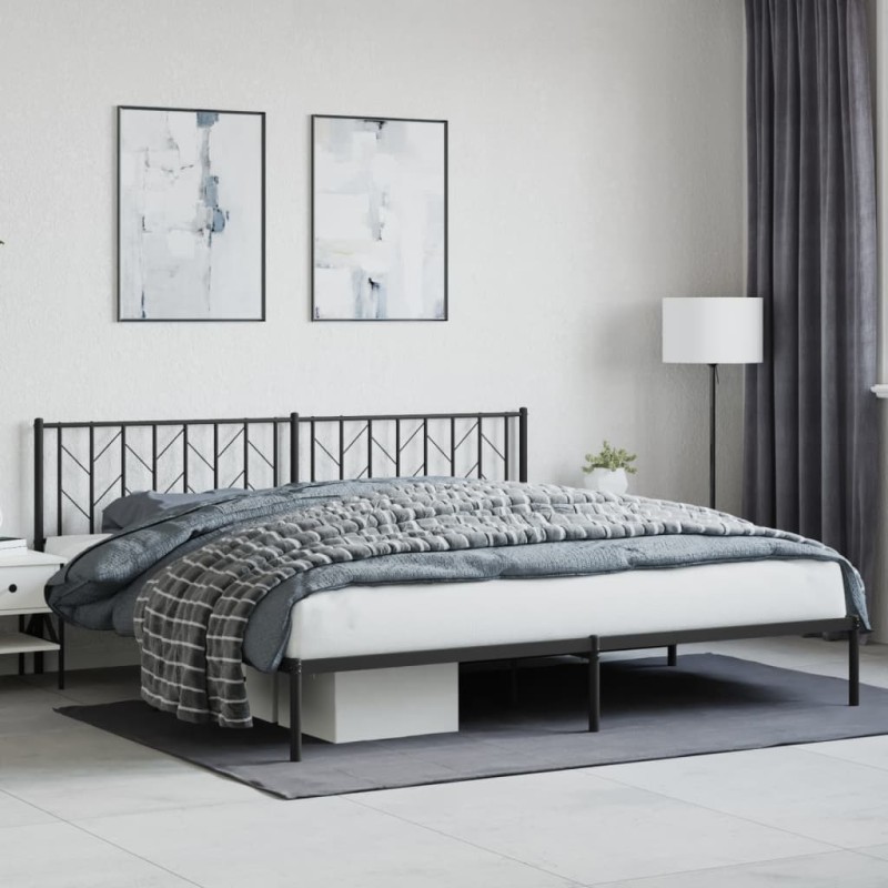 vidaXL Estructura de cama con cabecero metal negro 200x200 cm vidaXL Estructura de cama con cabecero metal negro 200x200 cm