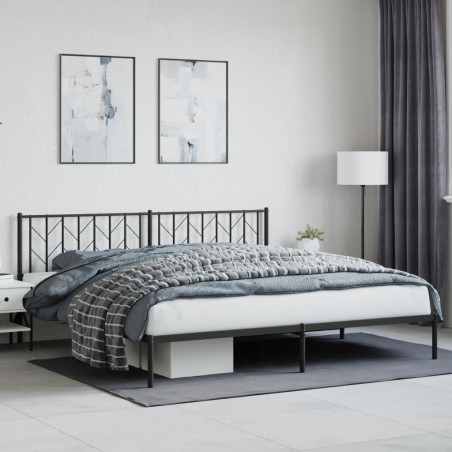 vidaXL Estructura de cama con cabecero metal negro 200x200 cm